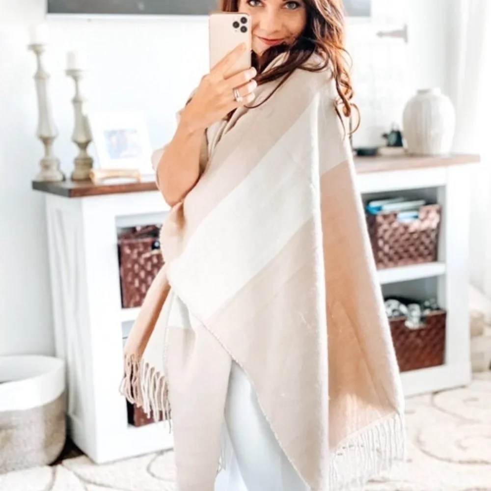 NWT! Soia & Kyo Woven Scarfigan with Fringe - Scarf Shawl Wrap NEW Cardigan